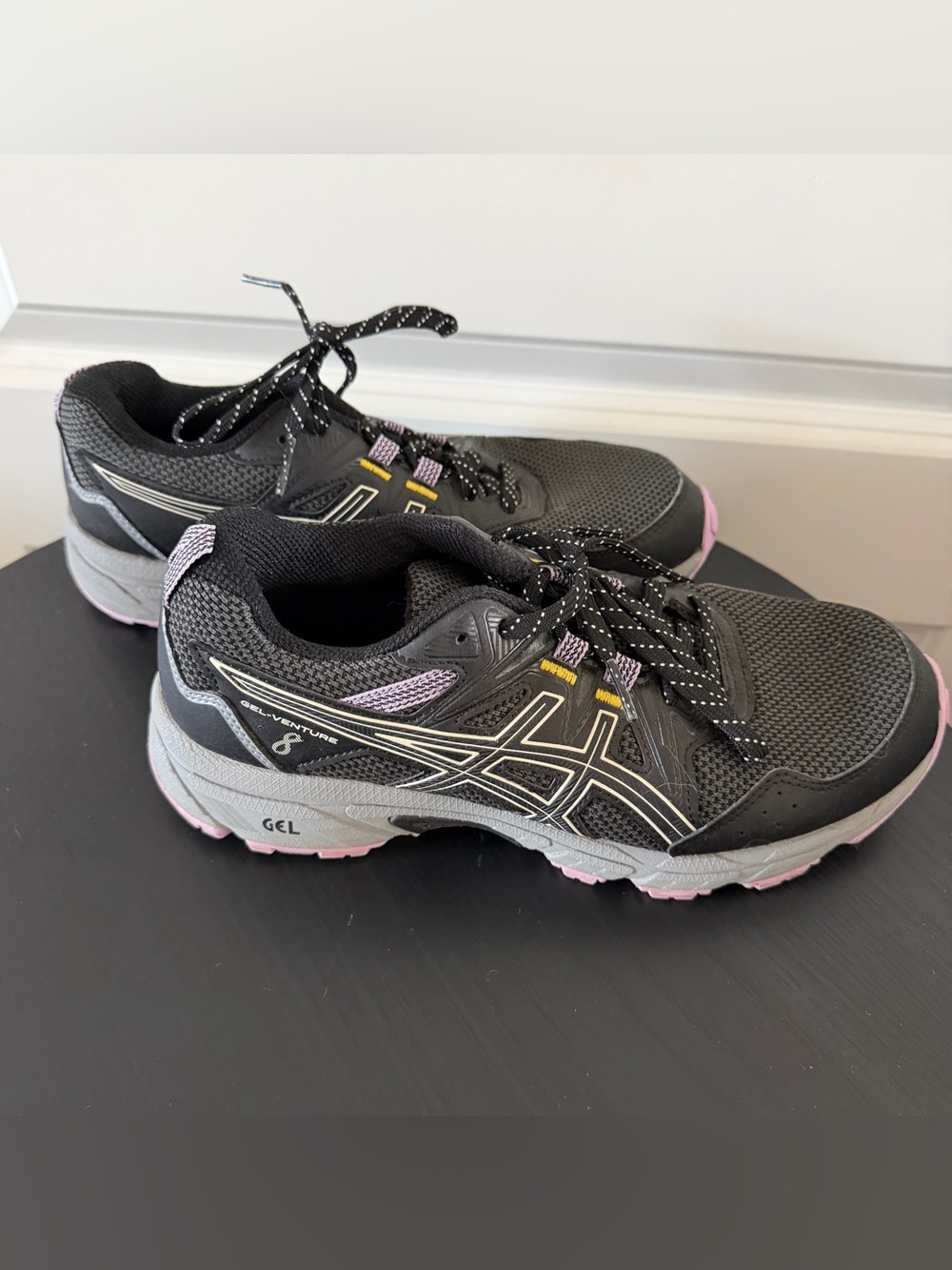 Asics GEL-Venture 8 Black with Pink Accent Women's Athletic Shoes
